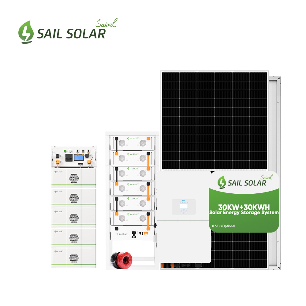 SAIL SOLAR 30kw 40kw 50kw hybride netzonnesysteem met Deye hybride omvormer voor industrieel en commercieel gebruik